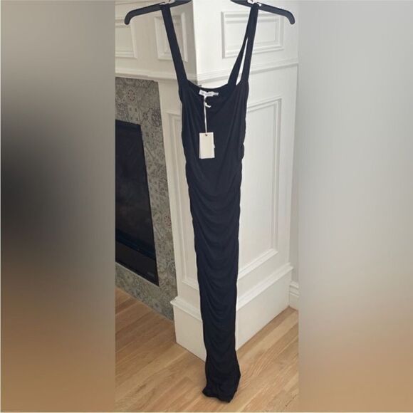 GOOD AMERICAN NWT SLINKY JERSEY MAXI TANK DRESS IN BLACK SIZE XS - Picture 6 of 10